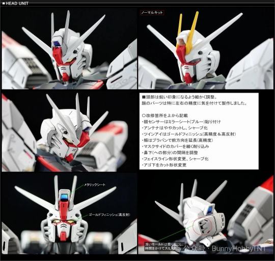 头部比较原作套件制作精良，对其进行了一些细微的调整
躯干对比：颈部经过修改，下巴可以向内更好的收起来，两侧的Cuspere轨道经过延长制作
手臂和腿部经过精心改造，主要针对机动性、保持力、强化和内外细