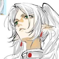 画得小生手起刀落变成小女子，艰难跟了一下热点画了芙莉莲抬头，