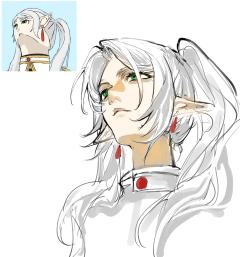 画得小生手起刀落变成小女子，艰难跟了一下热点画了芙莉莲抬头，