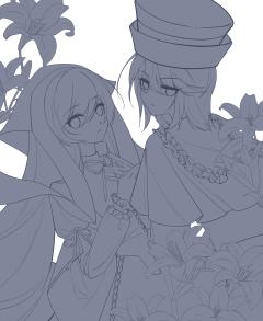 和朋友玩了蔷薇少女的绘画游戏www
是轮到我画的上色线稿草稿