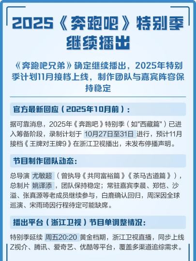 2025《奔跑吧》特别季11月接档上线，老成员回归但周深、宋雨琦或因行程缺席？看点与悬念都在这里→