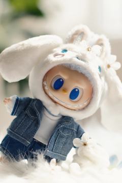 今日份治愈：是樱花、阳光和软萌的Labubu  🌸  ☁️