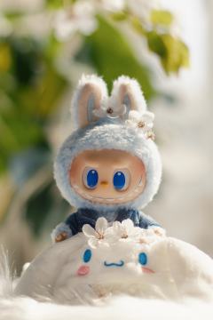 今日份治愈：是樱花、阳光和软萌的Labubu  🌸  ☁️